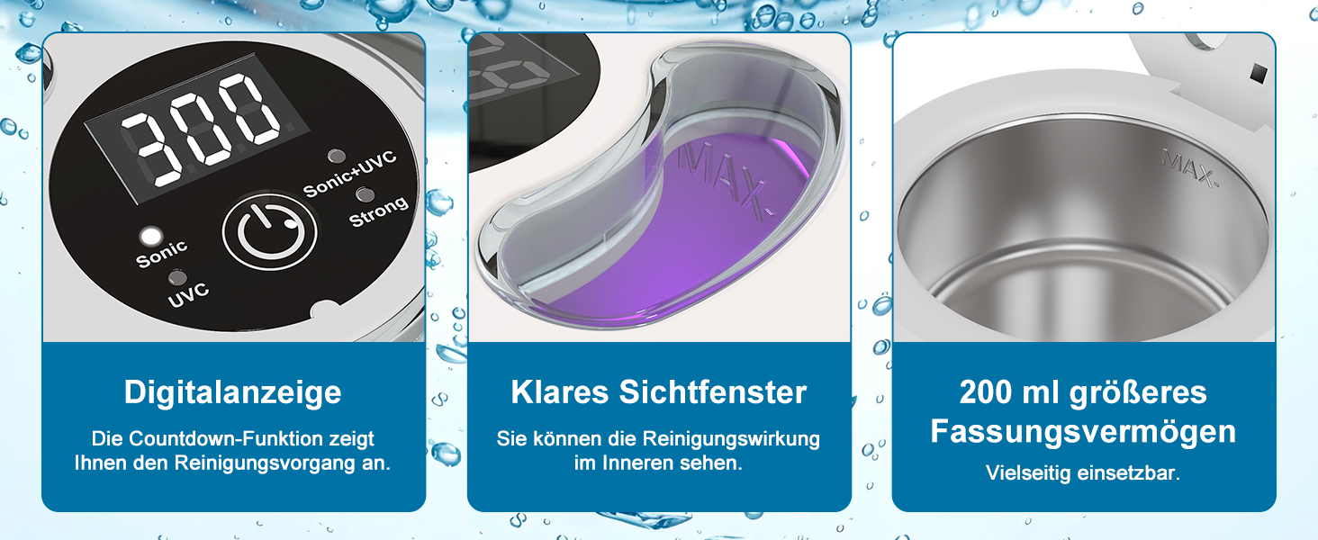 Ультразвуковий очищувач для кап, з УФ-стерилізацією 45 кГц, 4 режими - для кап, брекетів, елайнерів (білий)