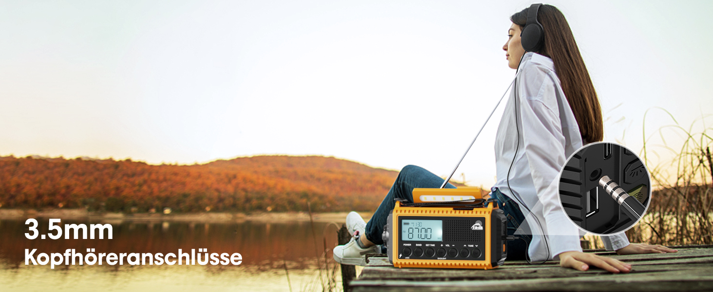 Радіоприймач Kurbelradio 12000mAh з сонячною панеллю та ручкою, AM/FM/SW, USB-зарядка, ліхтарик, SOS-сигнал, для кемпінгу та надзвичайних ситуацій, зелений