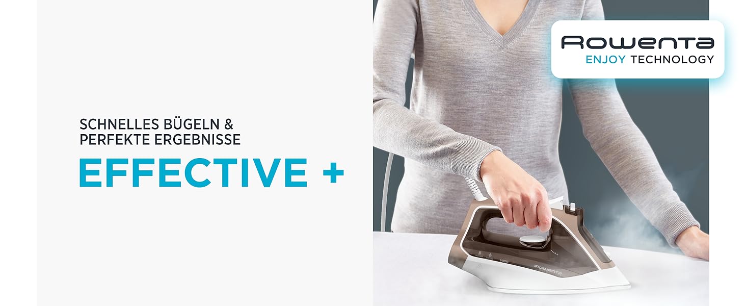 Праска Rowenta Effective+ з парою, 2400 Вт, 120 г/хв (паровий удар), 40 г/хв (постійна подача пари), Antikalk-система, розподіл пари, антинакип, керамічна підошва, мідно-білий, DX1635