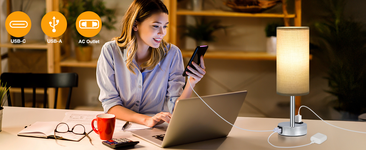 Настільна лампа Kakanuo з торшером, USB-порт, диммування, для спальні, дитячої кімнати, офісу, вітальні