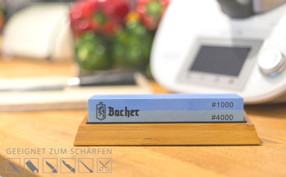 Набір точильних каменів Bacher Premium: 400/1000, з каменем для заточування та інструкцією. Точильні камені для ножів та інструментів