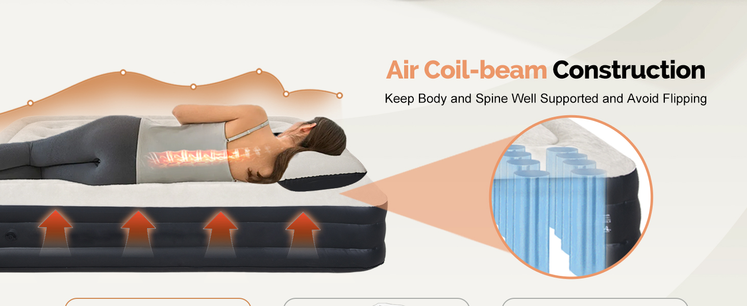 Надувний матрац RAPTAVIS Kingsize з підголівком та подушкою - ліжко для гостей, пляжу, кемпінгу