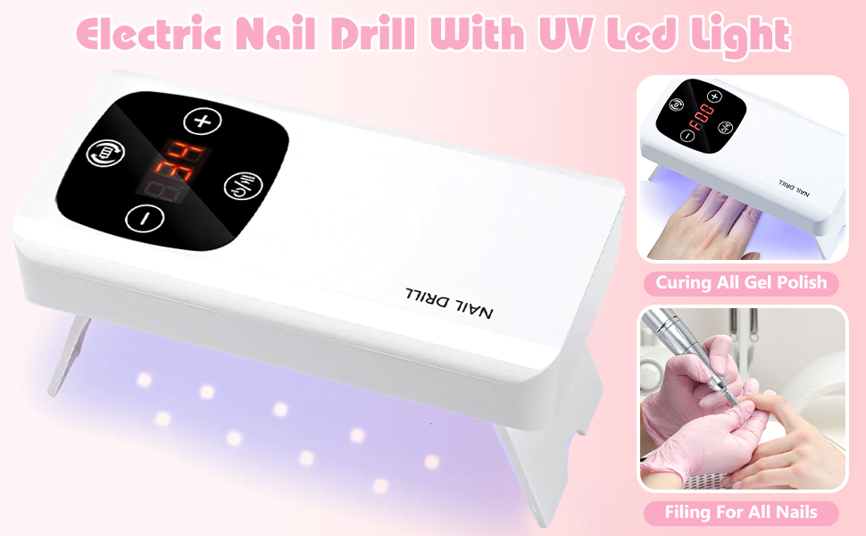 Електричний нагрівач для нігтів 2-в-1, професійний, 45000 об/хв, манікюрний набір, фрезер для гелю та акрилу