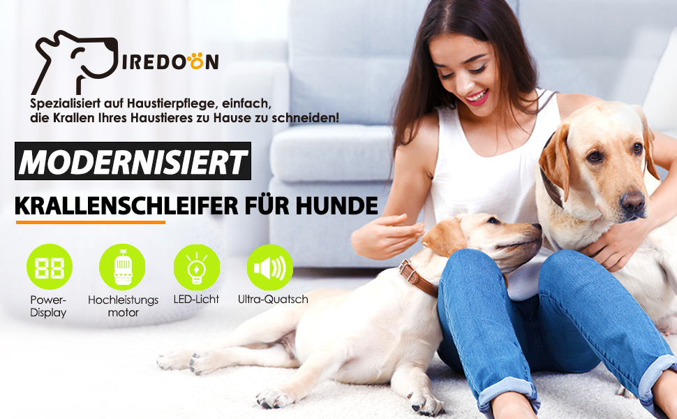 Шліфувальник для собак Profi Krallenschleifer: 3 швидкості, LED-підсвічування, тихий, перезаряджається, для великих, середніх та малих собак