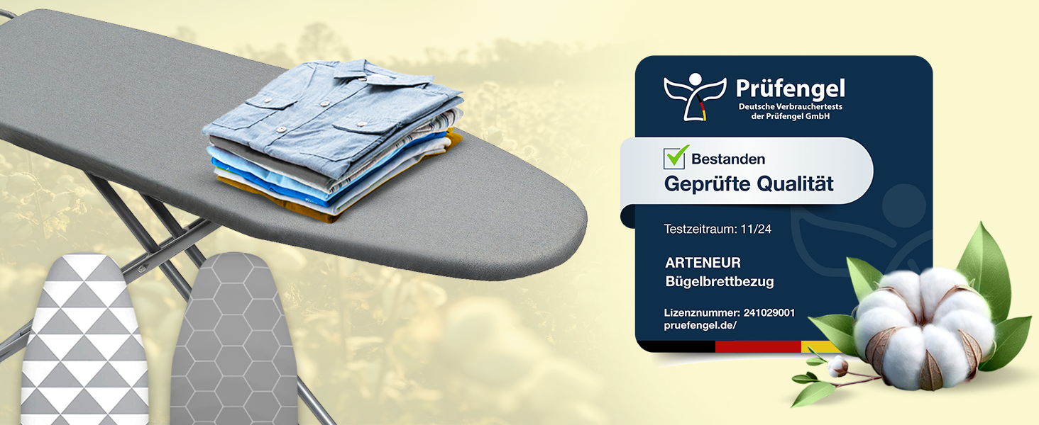 Покриття для прасувальної дошки німецької якості 120x40 см | Відбиває тепло | Гумка | OEKOTEX100 | 5 розмірів | Пом'якшення | Для парових прасок | Покриття для прасувальної дошки M Срібло Срібло M