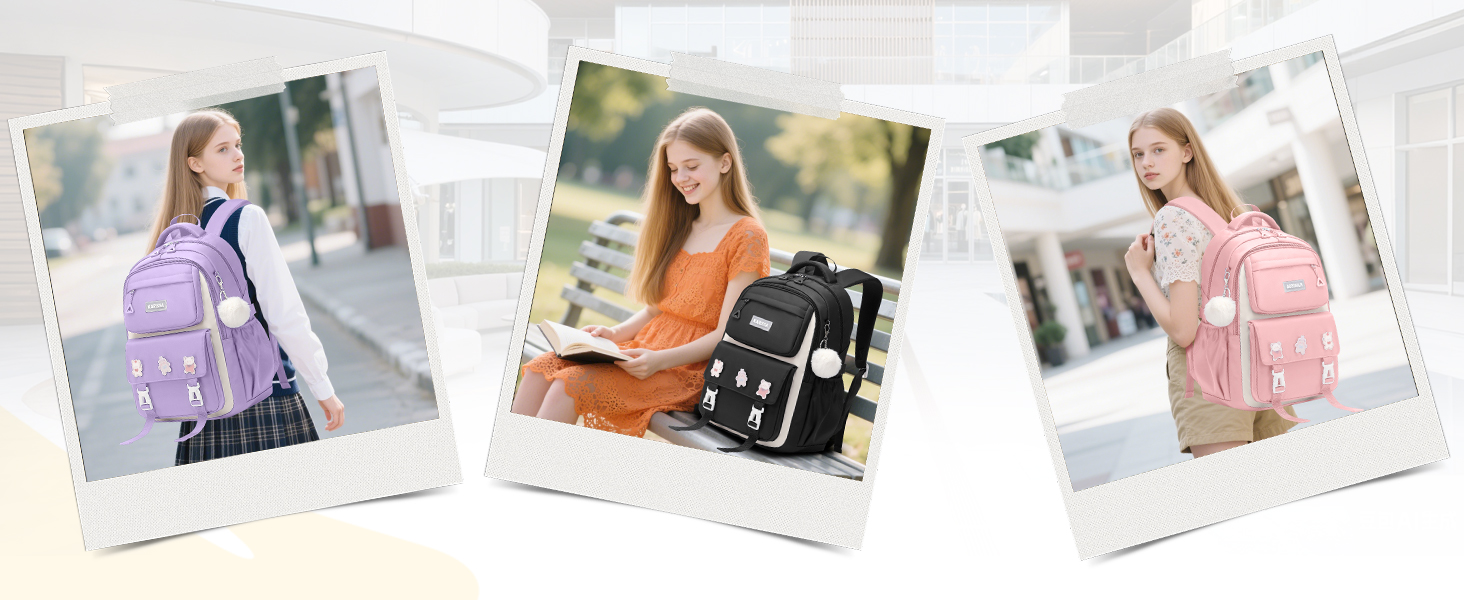 Шкільний рюкзак Tanou для підлітків, чорний, з пеналом та сумкою через плече, відділення для ноутбука 15,6 дюймів