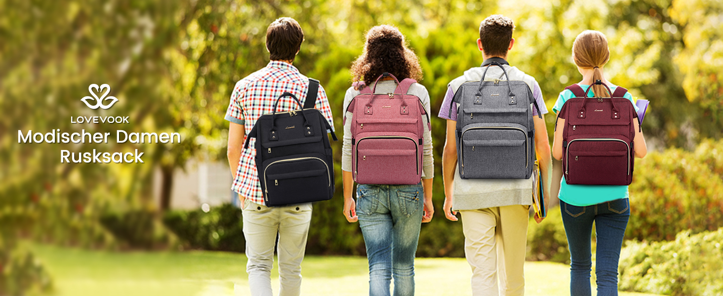 LOVEVOOK Рюкзак для жінок, шкільний рюкзак, рюкзак для ноутбука, водонепроникний, з USB-портом, для університету, школи, роботи, подорожей, темно-сірий, чорний, 17'