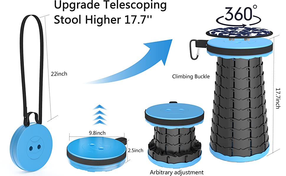 Складаний туристичний стільчик-табурет, 440lbs, з сумкою, блакитний
