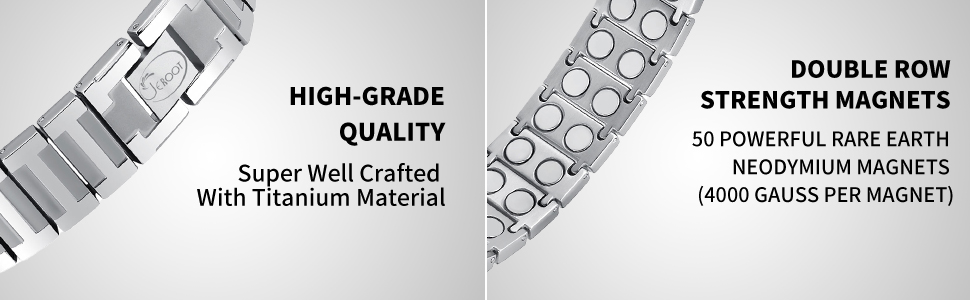 Браслет магнітний чоловічий JEROOT з титану, енергетичний, для чоловіків