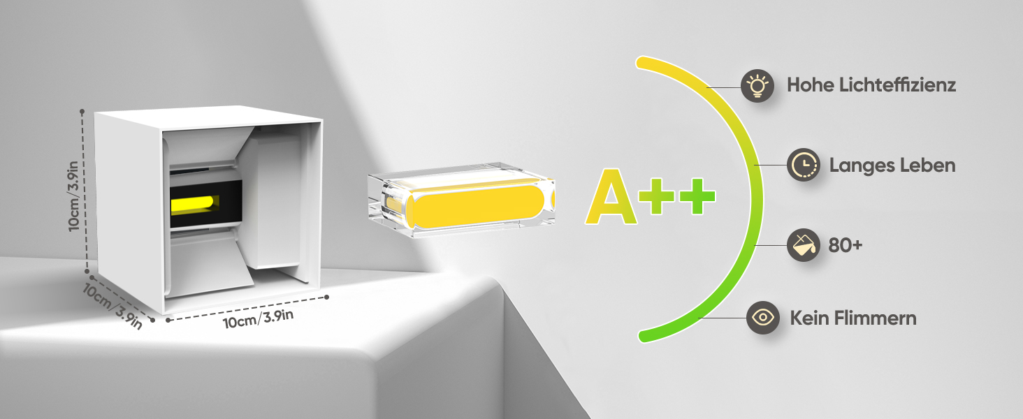 LED настінний світильник 12W, алюмінієвий, для внутрішнього та зовнішнього використання, регульований світловий потік, тепле біле світло 3000K, IP54, для вітальні, спальні, саду, білий, 2 шт.