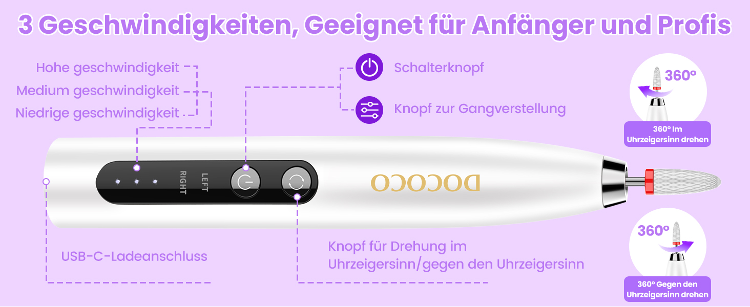 Електричний фрезер для нігтів 15 в 1: професійний набір для манікюру та педикюру, 35000 об/хв, для гелю та акрилу