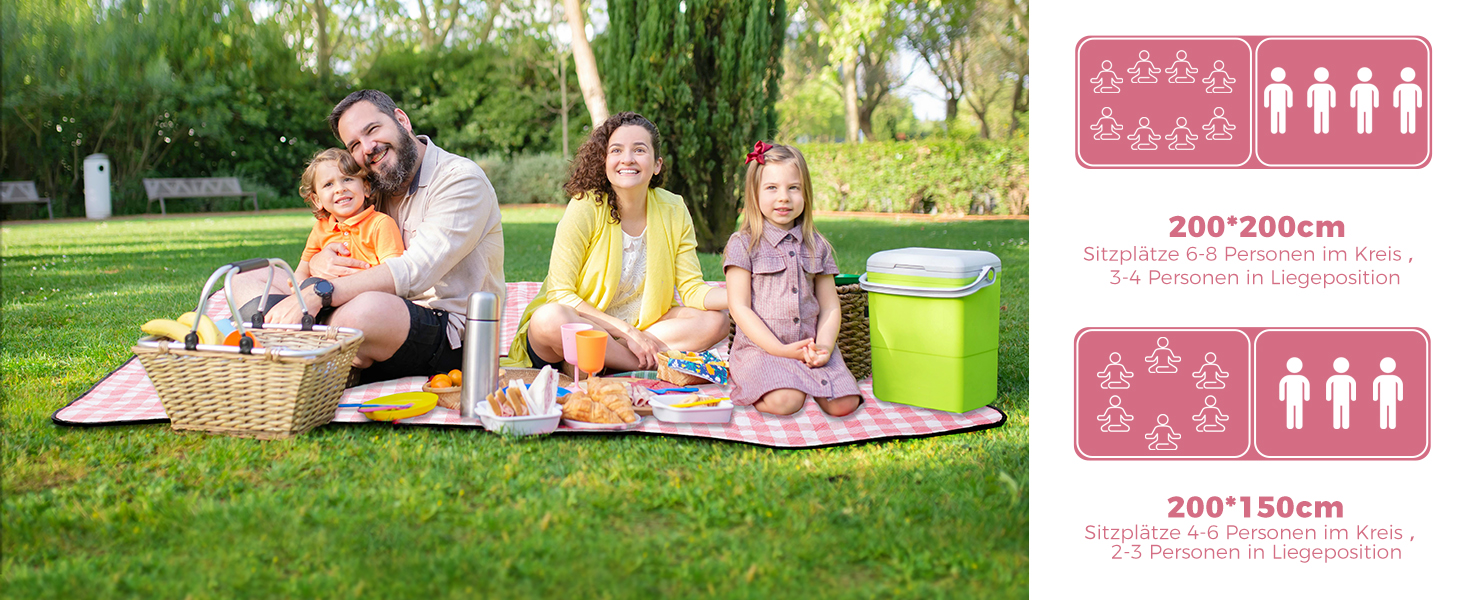 Плед для пікніка Oak & Tea 200x200 см, водонепроникний, ізолюючий, червоний. XXL килимок для пляжу, кемпінгу, відпочинку на природі з міцного Оксфорду