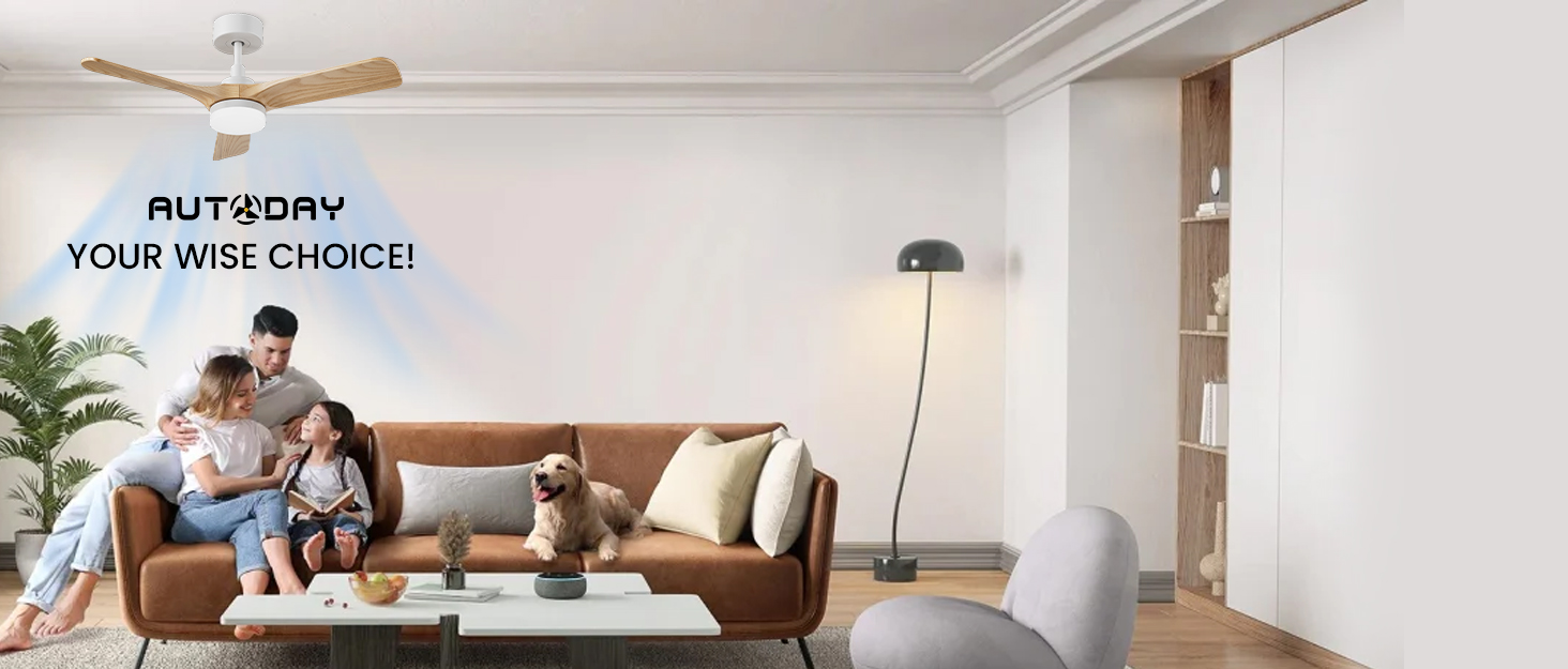 Стеляний вентилятор Holz з підсвіткою, тихий DC-двигун, 90 см, для вулиці, 3 дерев'яних лопаті, диммування LED 24W, пульт з пам'яттю, 6 швидкостей, таймер (світла текстура дерева, 75 см)