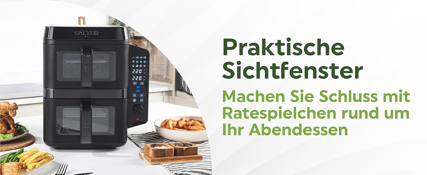 Фритюрниця Salter VertiCook View з вертикальним подвійним ящиком, 9л, 12 функцій, чорний