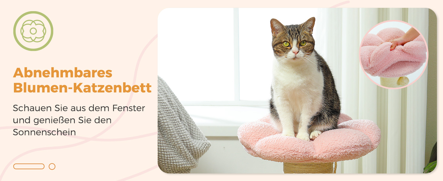 Котячий будиночок PAWZ Road: високий когтетоп з м'яким ліжком та іграшками, бежевий