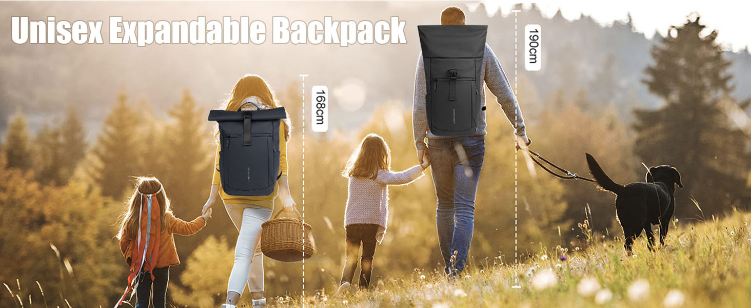 Чорний рюкзак Rolltop 20-27L з відділенням для ноутбука 17