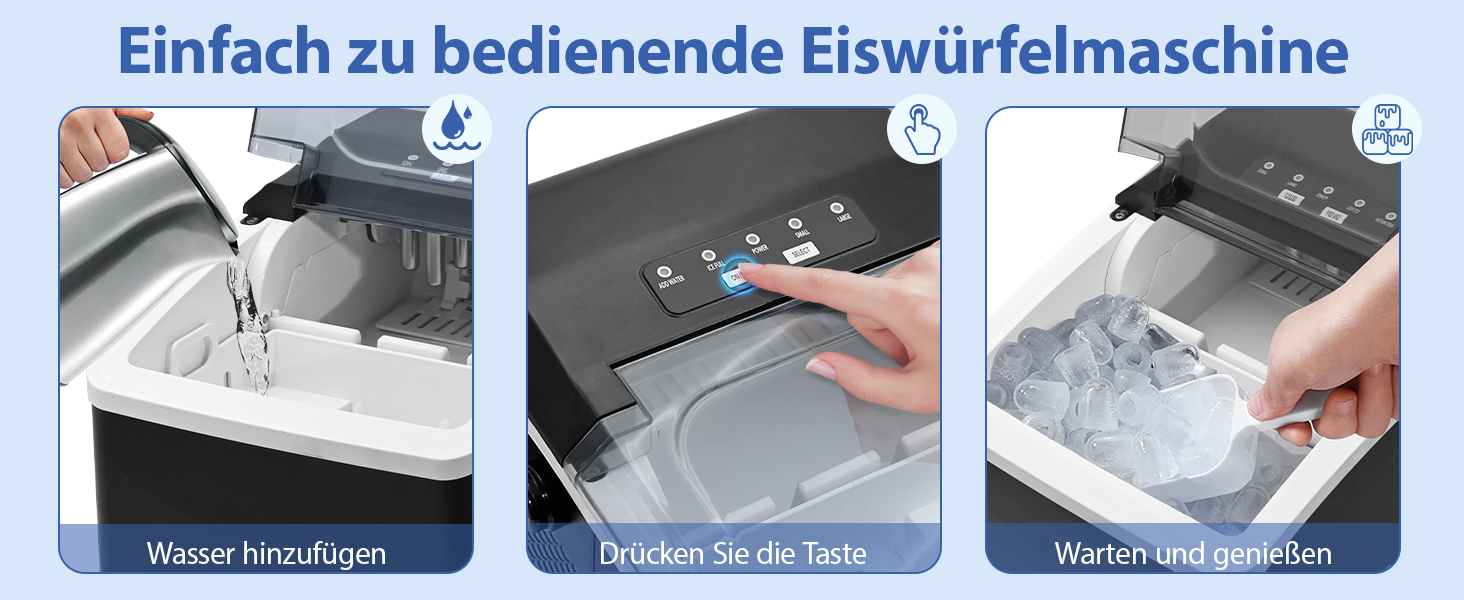 Машина для приготування кубиків льоду Klein - 2 розміри, 9 кубиків за 6 хвилин, портативна, для офісу, кемпінгу та вечірок (чорний)