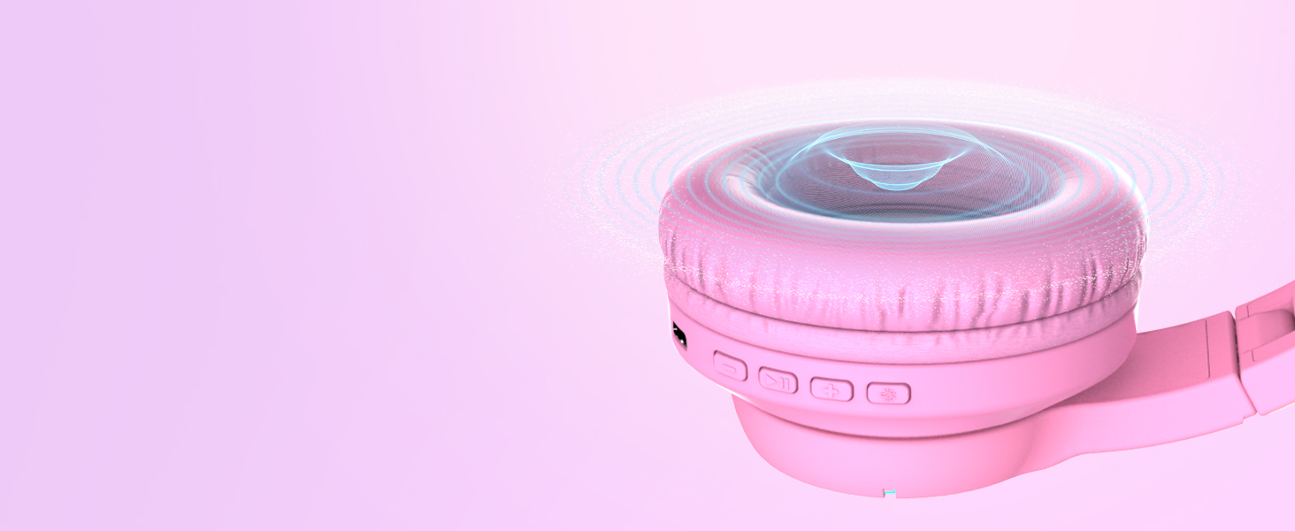 iClever Бездротові навушники для дітей з LED-підсвіткою, Over-Ear, Bluetooth 5.2, мікрофон, BTH12 (Tie-dye рожевий)