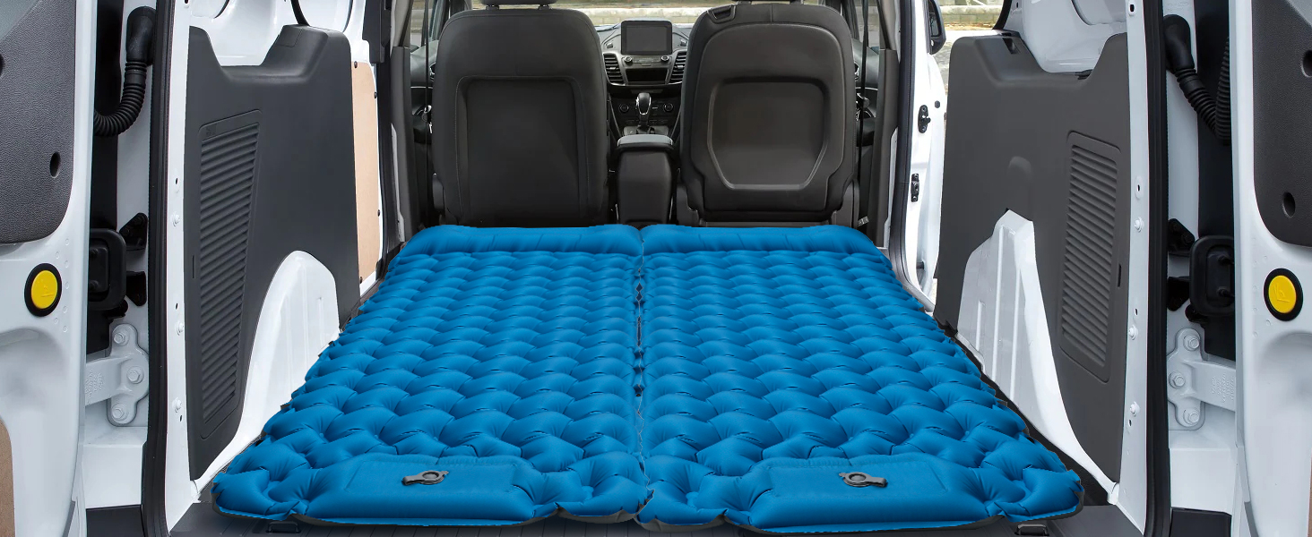 Надувний килимок для кемпінгу Isomatte 9 см, 200x68 см, з подушкою, водонепроникний, синій - для туризму, пляжу, намету