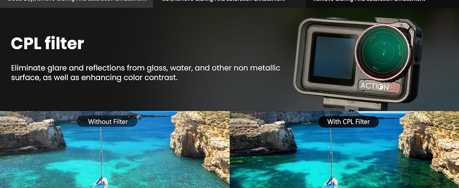 Фільтр ND для DJI Osmo Action 5 Pro/4/3: Набір Tomat (4 шт.) ND8, ND16, ND32, CPL, HD, алюмінієвий