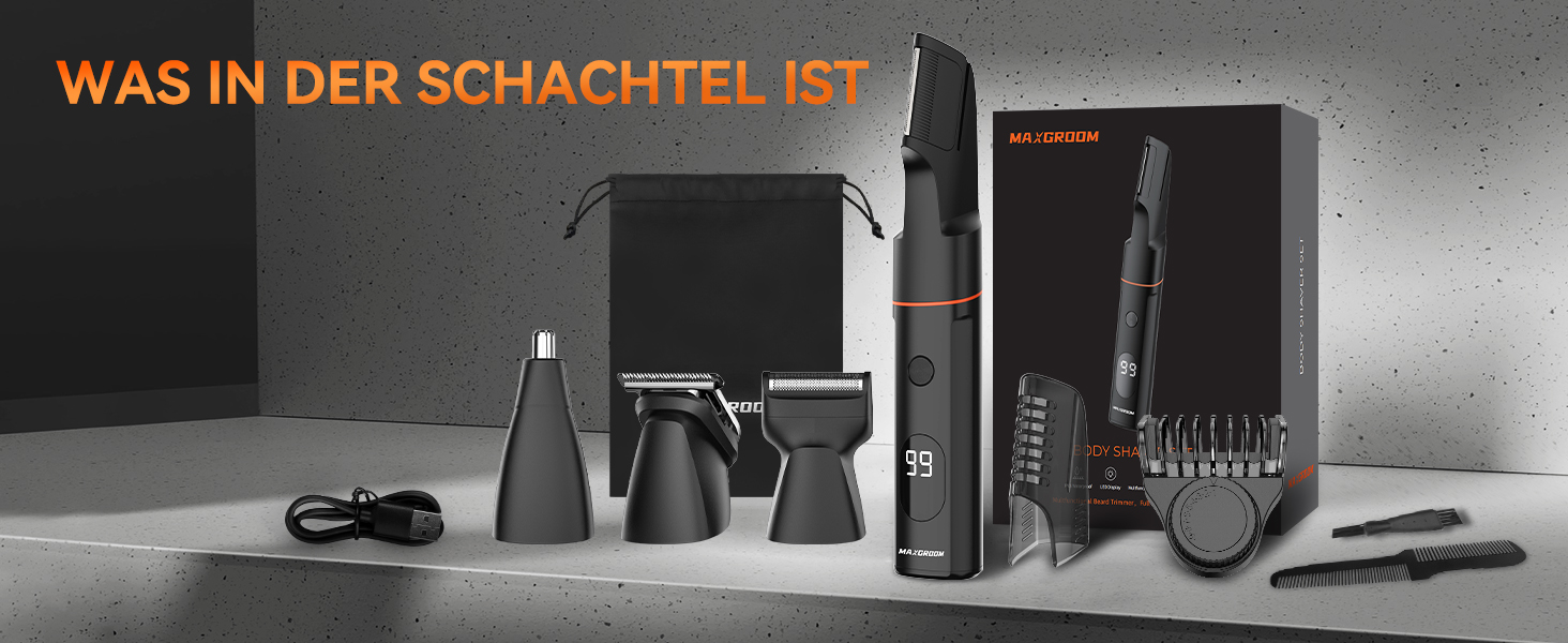 Електричний чоловічий триммер 4-в-1 для тіла, обличчя та інтимної зони (чорний)