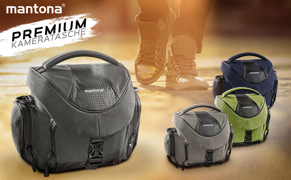 Сумка для камери Mantona Premium - для камер DSR & DSM з об'єктивом (з захистом від пилу, регульованим внутрішнім відділенням, м'яким ременем) (середня, зелена)