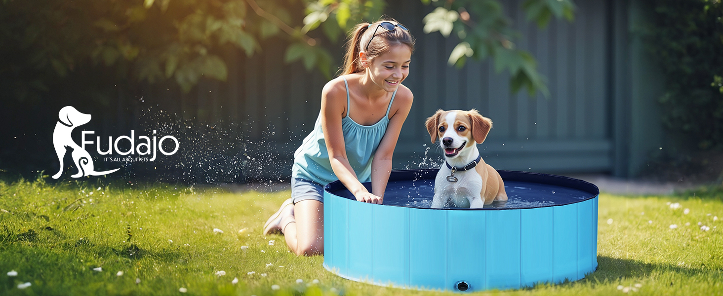 Басейн для собак Fudajo 100x30 см, неслизький, з ПВХ, складаний, з посиленими краями