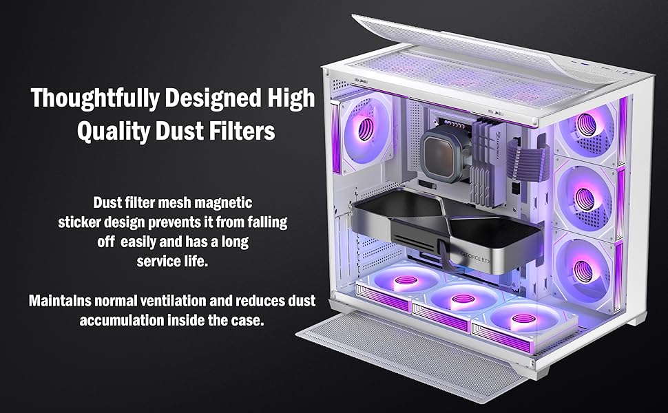 Корпус ПК ATX ANSAITE H-D9 (Білий) з 7 вентиляторами ARGB, підтримка радіатора 360 мм, скляна панель, USB Type-C