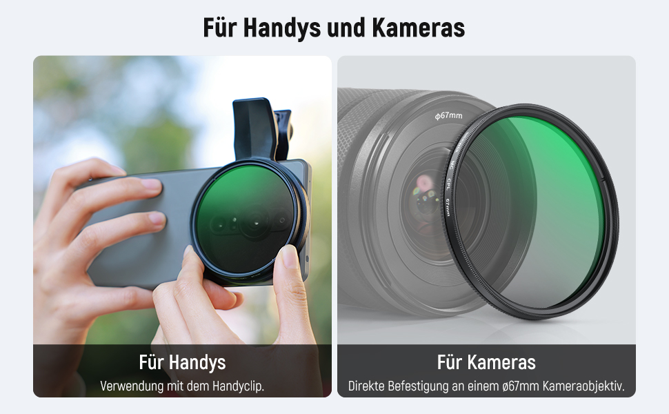 NEEWER 67mm Кріплення для CPL фільтра для смартфонів: циркулярний поляризаційний фільтр для об'єктивів камери, фотографія, сумісний з Android, Samsung Galaxy S25 Ultra, Google Pixel, Huawei, Xiaomi