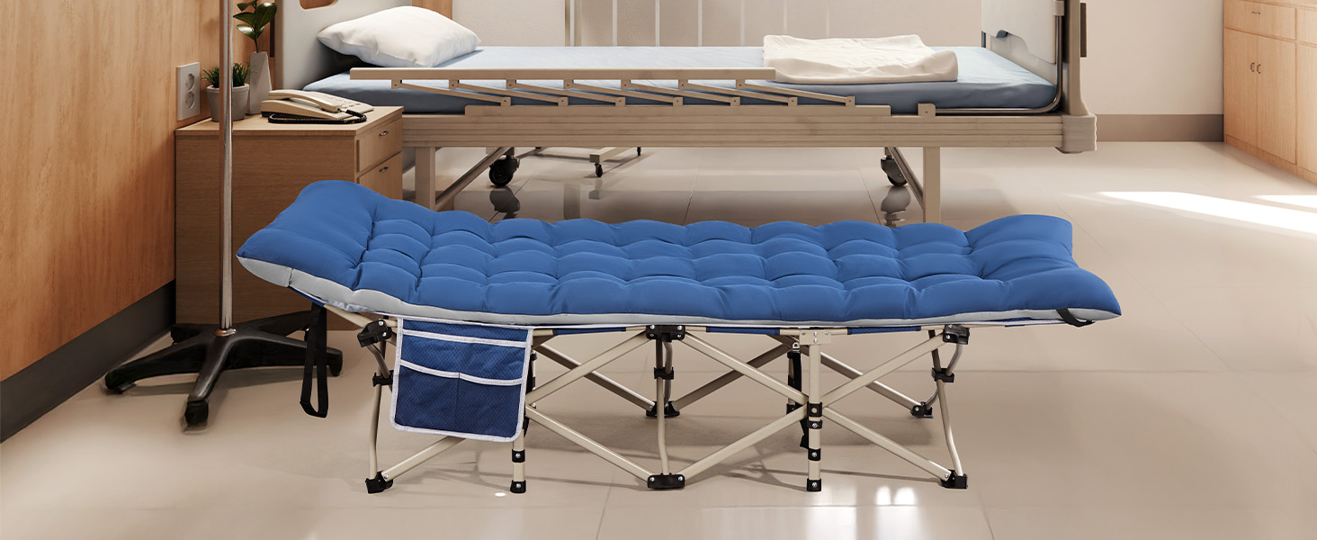 Ліжко складане Yaheetech з матрацом для кемпінгу, сіре, 191x67 см, до 150 кг - гостьове ліжко з сумкою та кишенями