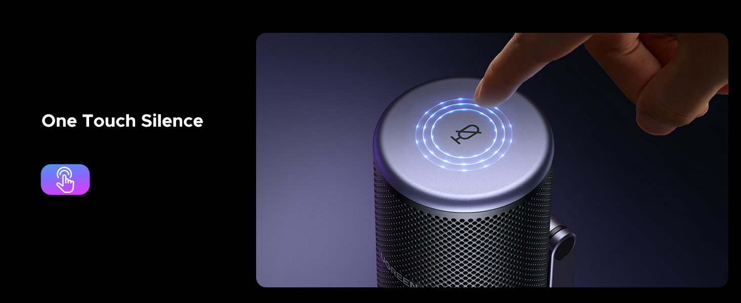 Мікрофон UGREEN для геймінгу та стрімінгу з RGB підсвічуванням USB, 24bit/96kHz, для ПК, PS5/PS4, запису, ноутбука