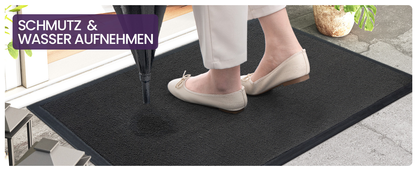Килимок для дому та вулиці DEXI, 60x90 см, сірий - вологостійкий, неслизький, миючий