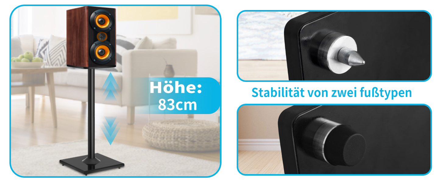 Підставка для акустики, регульована висота, 1 пара, для сателітної та поличкової акустики, до 5 кг, з кабелепроводом (SB-202-висота не регулюється)