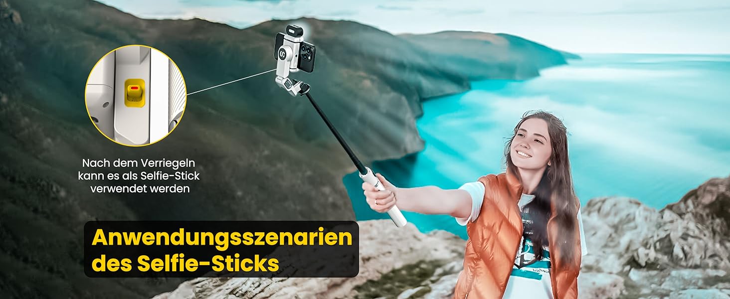 Стабілізатор для телефону AOCHUAN M2Pro, 4-в-1 RGB світло, тримач для смартфона, 108 см, чорний/білий