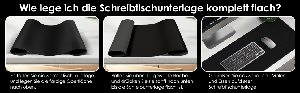 Килимок для миші та столу Vicwe з екошкіри PU, 90x43 см, чорний - захист для офісу та дому