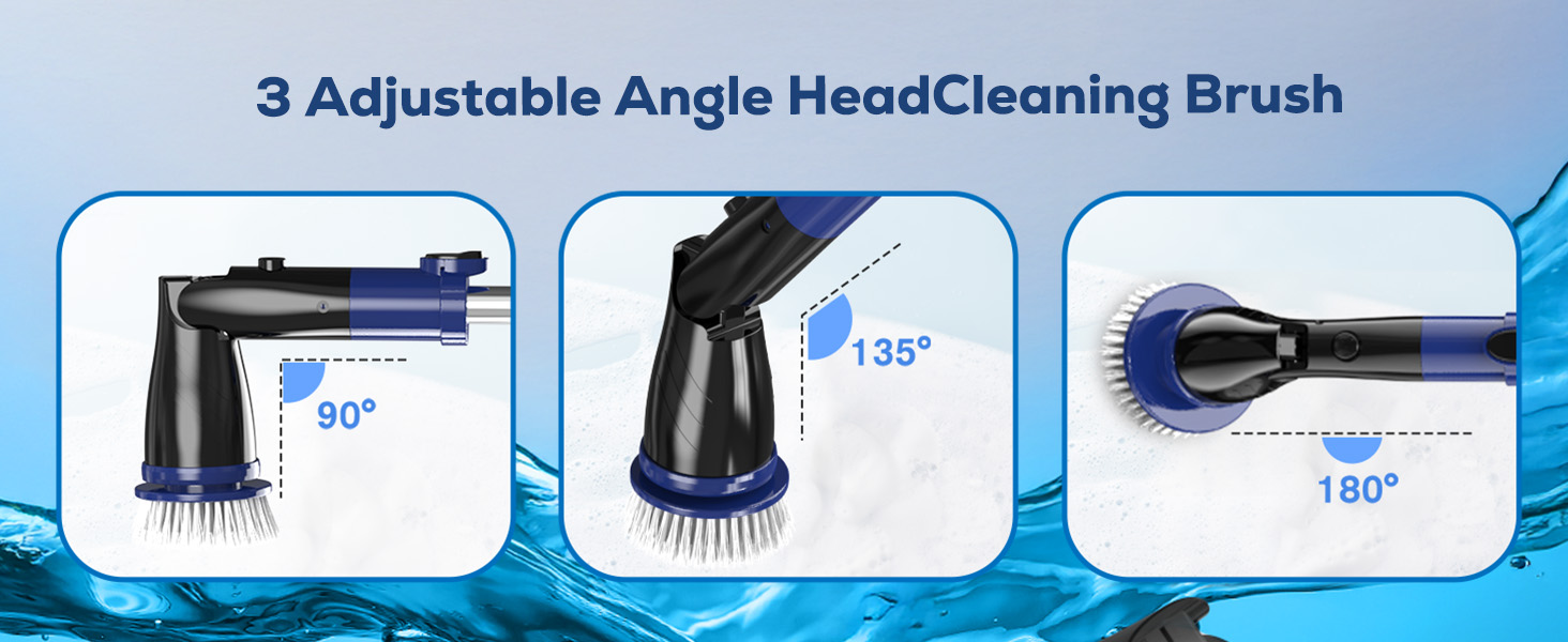 Електрична щітка для чищення, бездротова, 6 насадок, для кухні, авто, підлоги (чорно-синій)