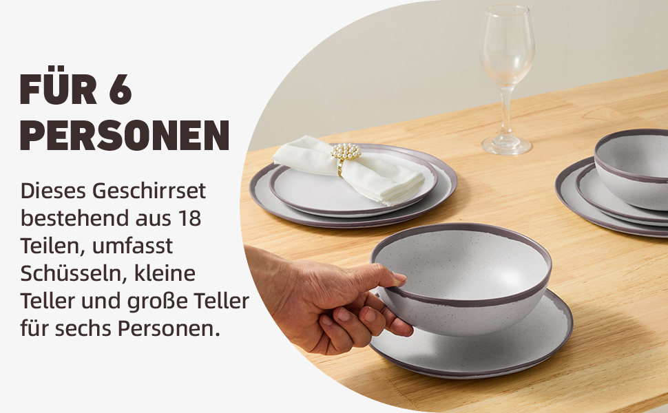 Набір посуду для кемпінгу на 6 осіб, 18 предметів: тарілки з меламіну у вінтажному стилі. Підходить для відпочинку на природі, пікніків, дачних вечірок та подорожей на автодомі. Tafelservice 6 Personen