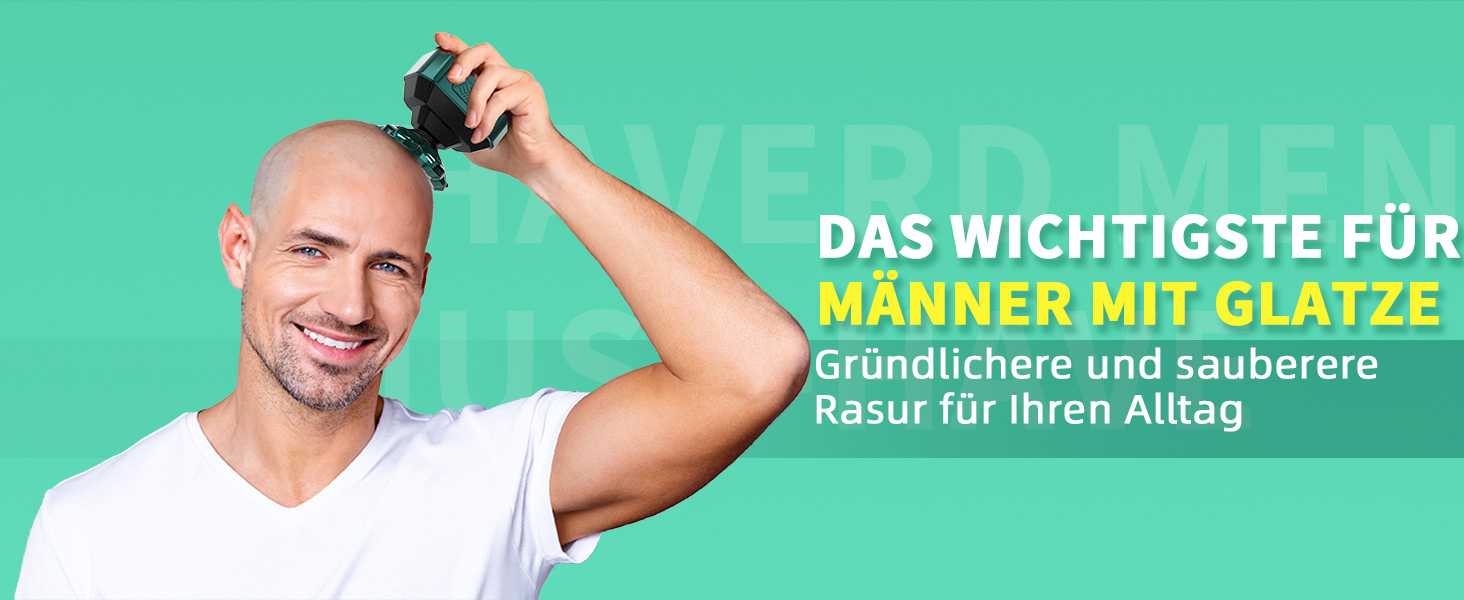 Електричний голкострум для чоловіків Luctry Glatzen Rasierer, 5D голкострум для чоловіків з лисою головою, водонепроникний IPX7, темно-зелений