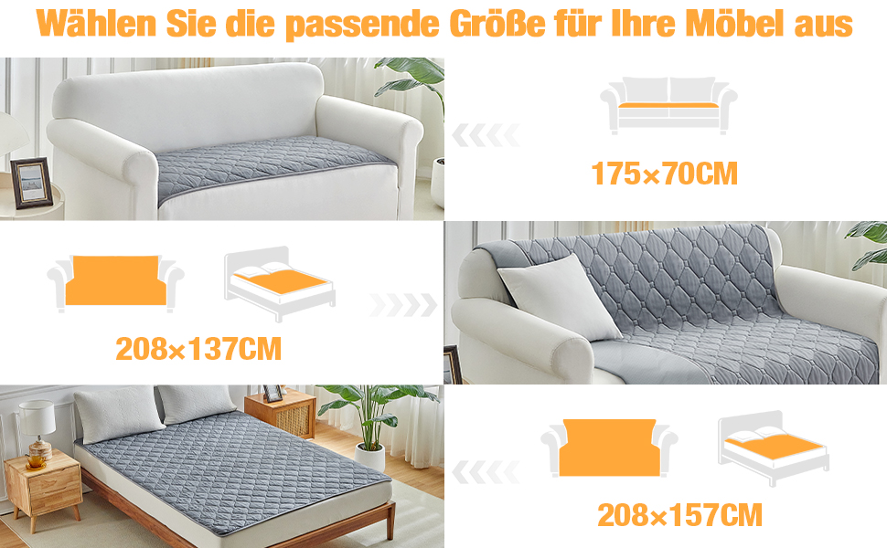 Водонепроникний килимок для собак Lekereise 137x208 см – 100% поглинаючий, не пропускає витоки, м'який, з антиковзаючим покриттям. Захист для дивану, ліжка та авто. Практичний килимок для собак та котів (Сірий)