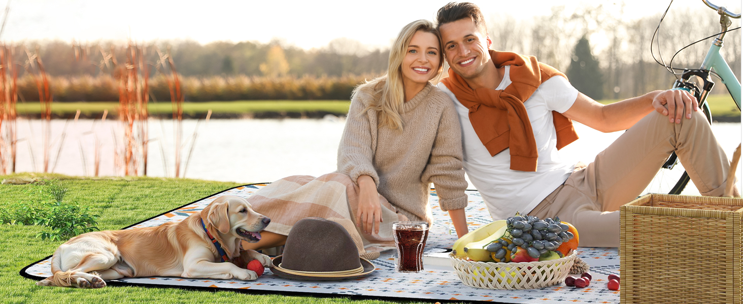 Плед для пікніка 200x200 см водонепроникний, пральний, антипісочний - килимок для пляжу, кемпінгу, 4-6 осіб, з ручкою для перенесення