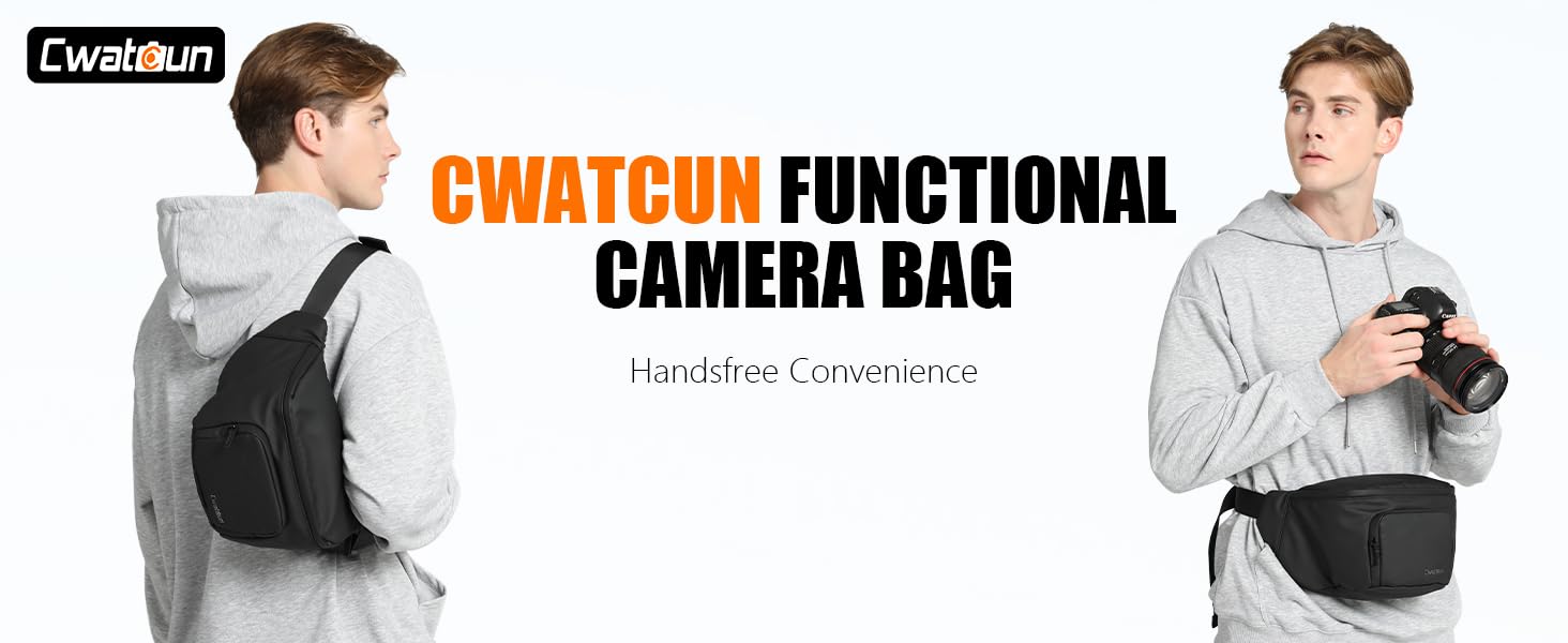 Сумка для DSLR камери Cwatcun, фотосумка на плече, водостійка поясна сумка для фотографа (Чорна, S)