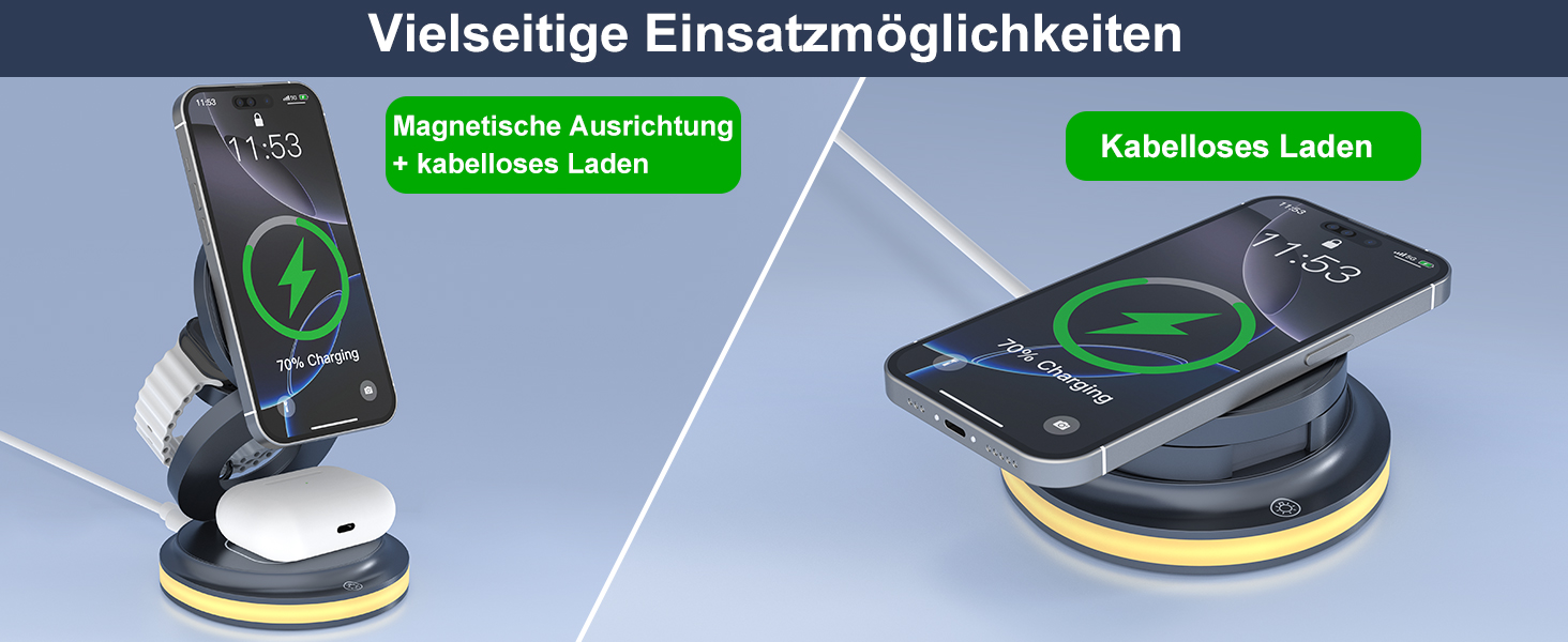 Універсальна зарядна станція 3 в 1 для Apple Watch, iPhone та AirPods з адаптером EU 30W