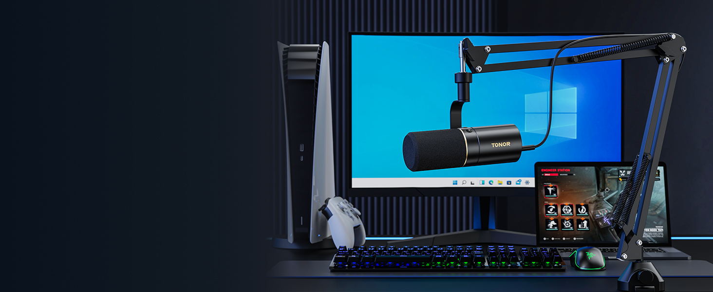 Мікрофон TONOR TD510+ для запису та стрімінгу: XLR/USB, динамічний, з кріпленням та кнопкою вимкнення мікрофону