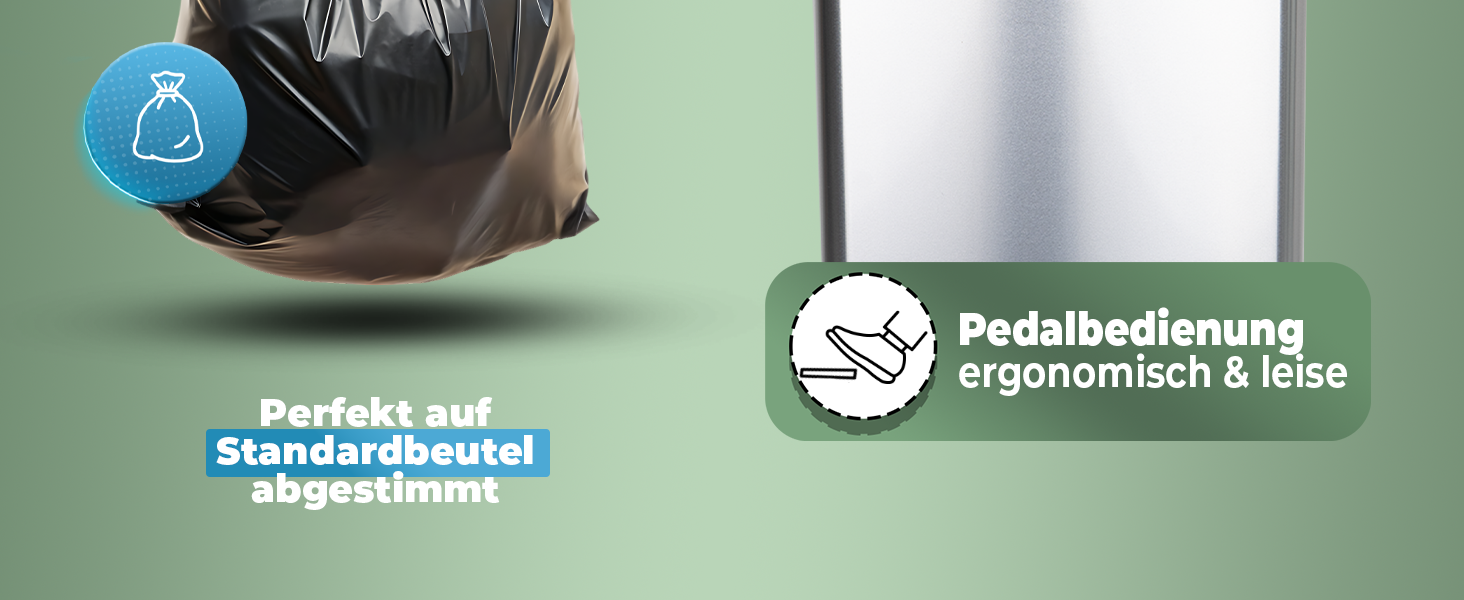 Нівалів Відро для сміття 50л з педаллю, м'яким закриттям та герметичним кришкою - відро для кухні та інші приміщення