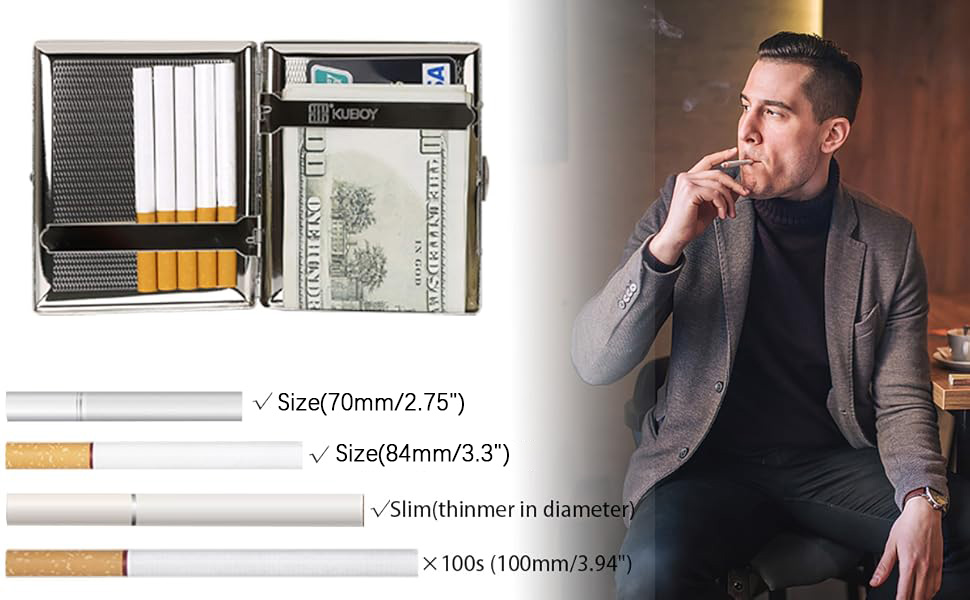 Елегантне металеве тютюноприладдя для 16 сигарет з подарунковою коробкою, срібного кольору