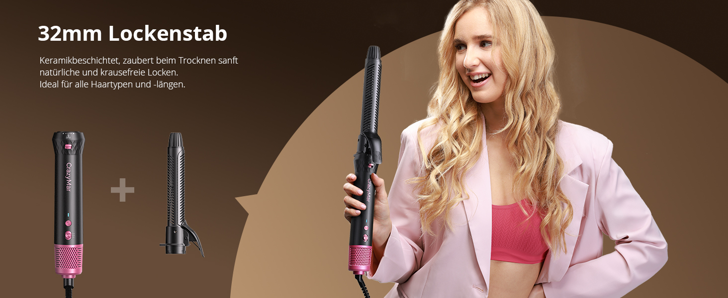 Фен-щітка Rundbürstenföhn 7-в-1 Airstyler з іонізацією, 110 000 об/хв. Професійний стайлер для волосся: локони, укладка, об'єм, випрямлення. Чорний