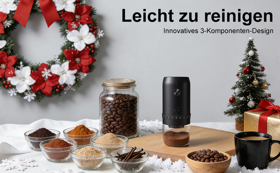 Електрична кавомолка HOTUT з регулюванням помелу, 40 ступенів, з керамічним жорном, акумулятор 1800mAh для подорожей та кемпінгу