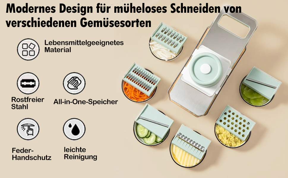 Набір для нарізання овочів та зелені 6-в-1: тертка, нарізач цибулі, кухонні аксесуари