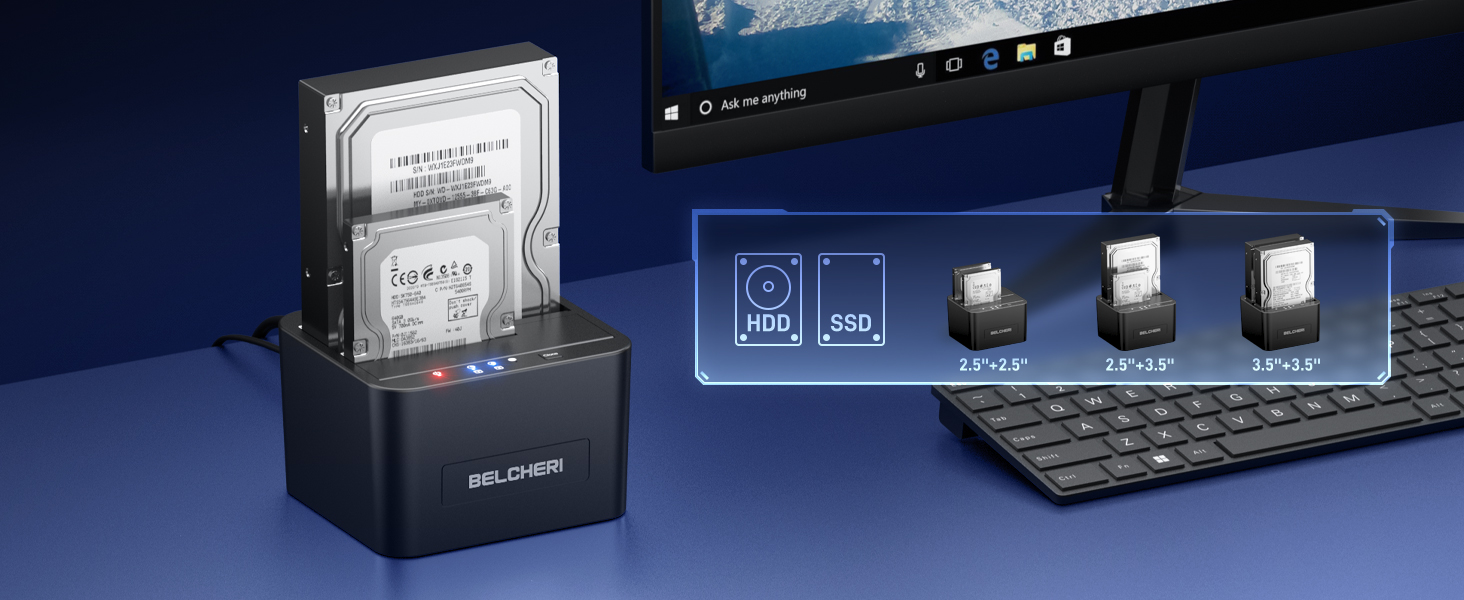 Док-станція для HDD/SSD USB 3.0 на 2 слоти, для 2.5