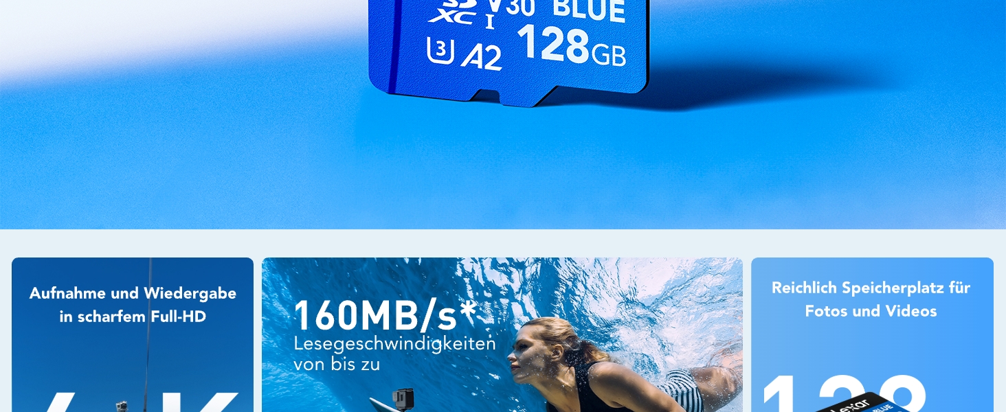 Карта пам'яті MicroSDXC Lexar Blue 256GB (2 шт в упаковці), швидкість до 160 МБ/с, UHS-I